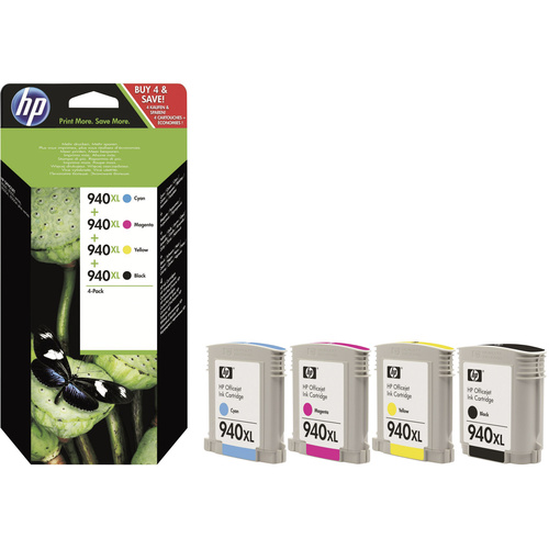 HP 940 XL Tintenpatrone Kombi-Pack Original Schwarz, Cyan, Magenta, Gelb C2N93AE Druckerpatronen Kombi-Pack