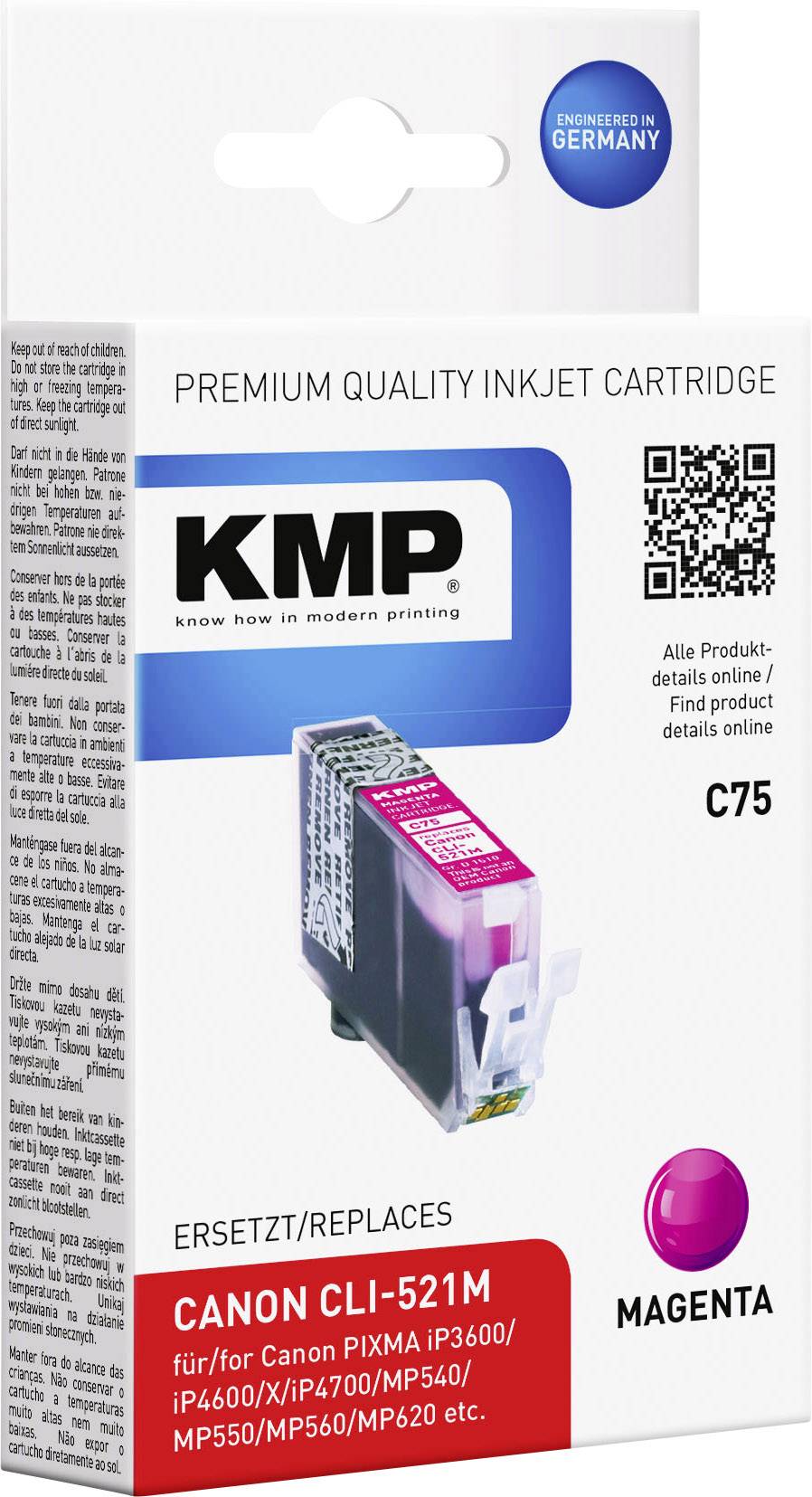 KMP Druckerpatrone ersetzt Canon CLI-521 Kompatibel Magenta C75 1510,0006