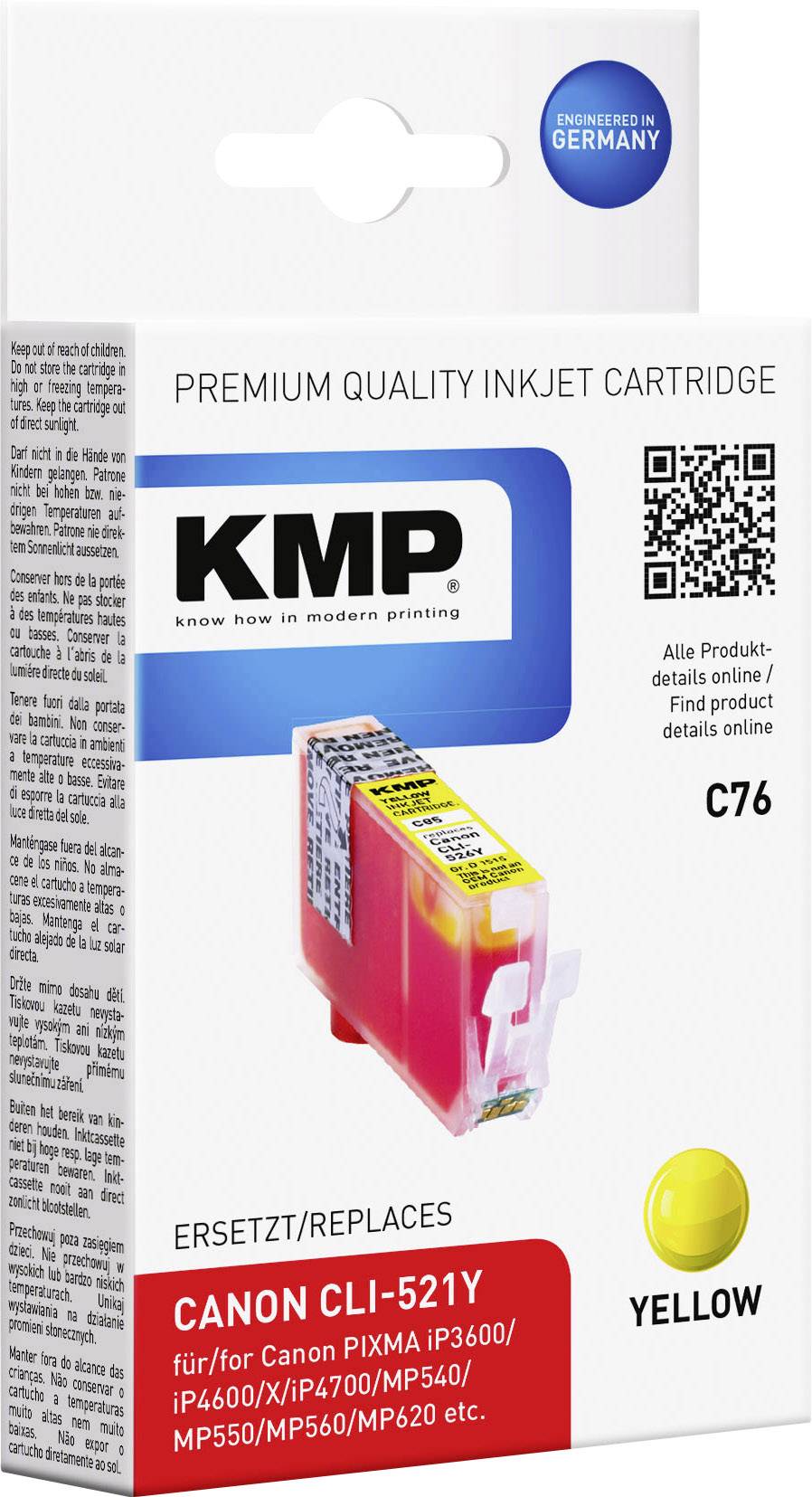 KMP Druckerpatrone ersetzt Canon CLI-521 Kompatibel Gelb C76 1510,0009