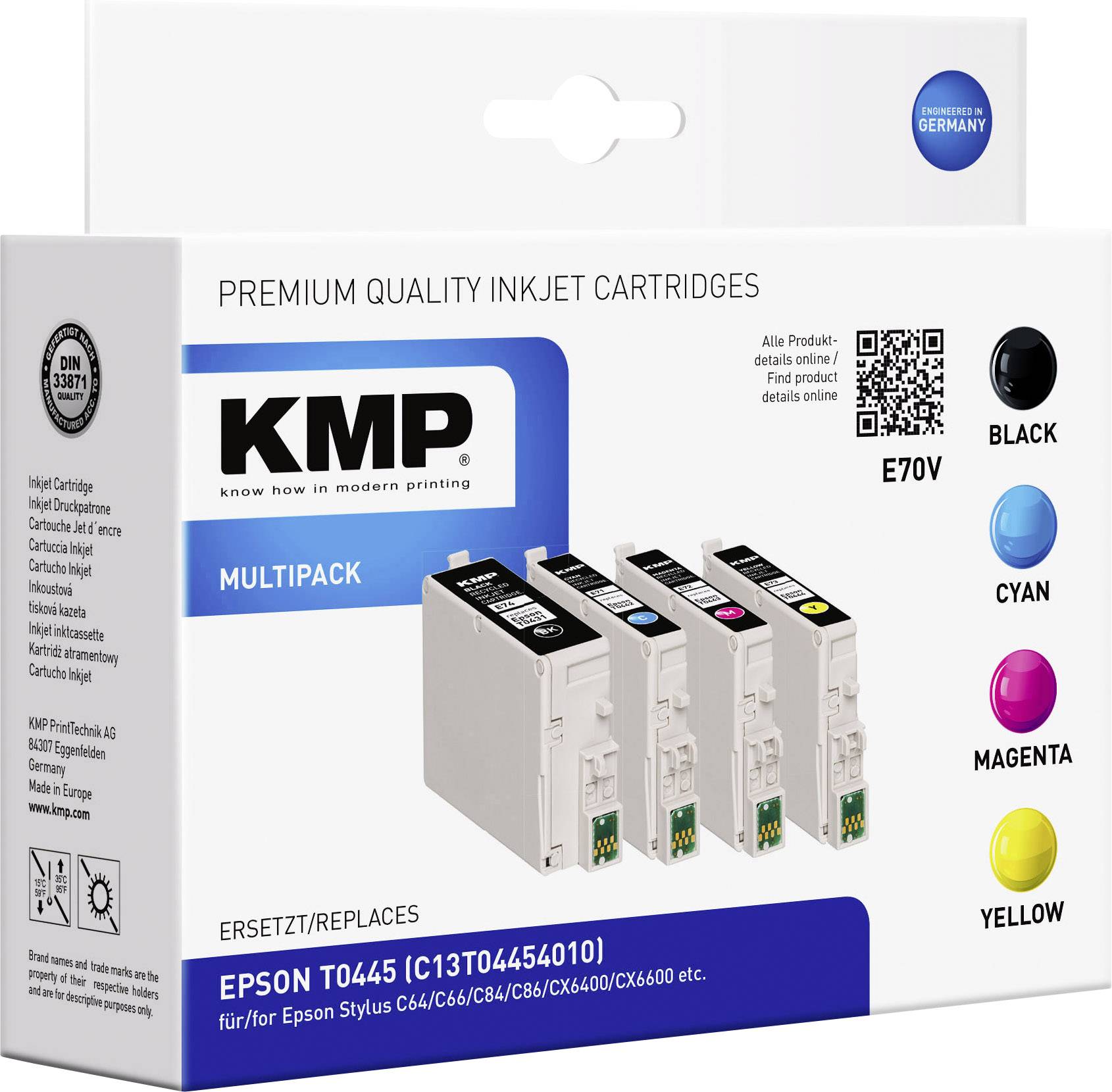 KMP Tinte ersetzt Epson T0441, T0442, T0443, T0444 Kompatibel Kombi-Pack Schwarz, Cyan, Magenta, Gelb E70V 1005,0050