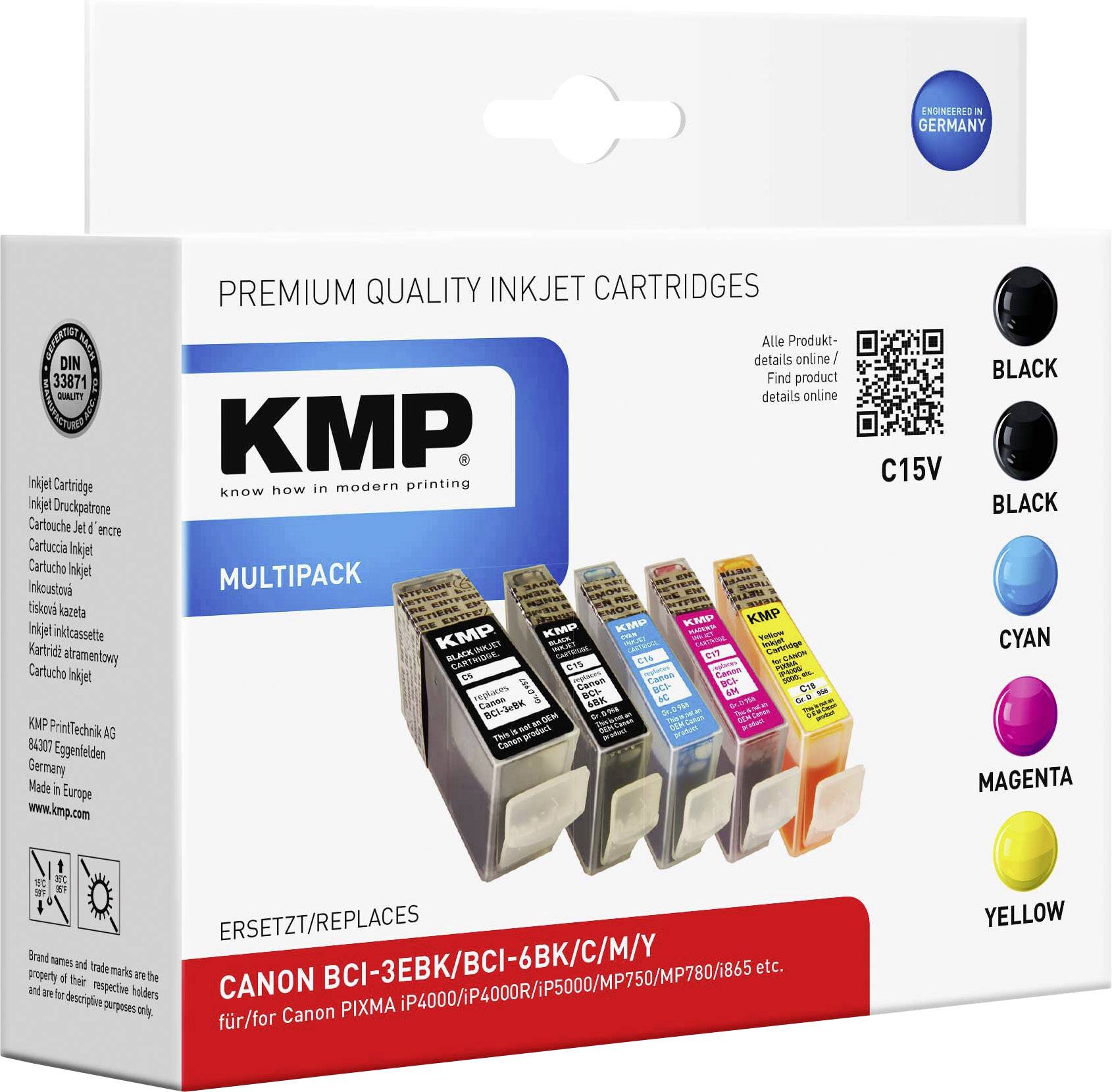 KMP Tinte ersetzt Canon BCI-3, BCI-6 Kompatibel Kombi-Pack Schwarz, Photo Schwarz, Cyan, Magenta, Gelb C15V 0958,0050