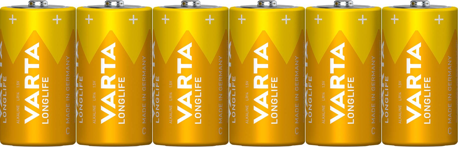 VARTA Batterien C Baby, 6 Stück, Longlife, Alkaline, 1,5V, ideal für Fernbedienungen, Wecker, Radios