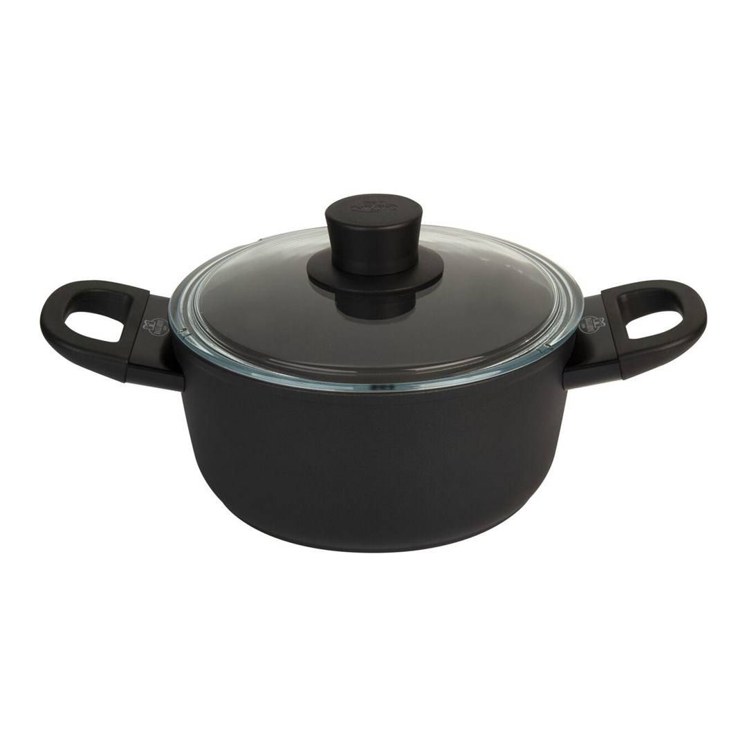 BALLARINI 75002-920-0, Rund, Schwarz, Aluminium, Schwarz, Gas, Induktion, Glas