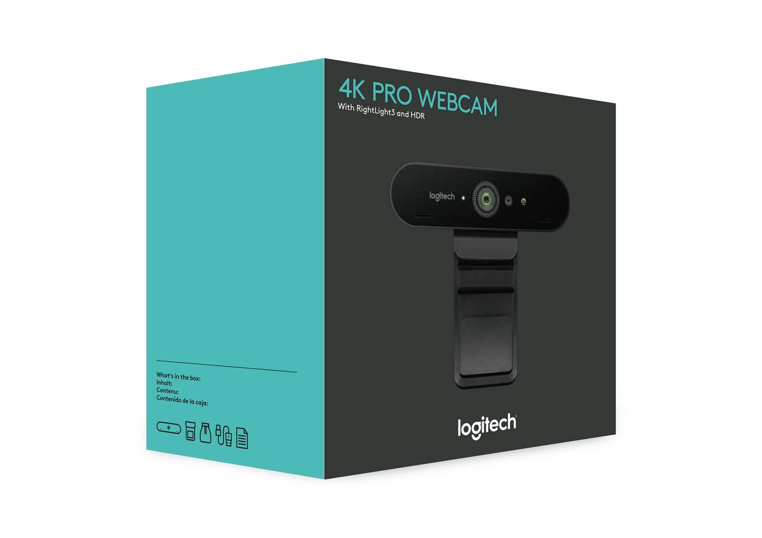 Logitech BRIO 4K-Webcam 4096 x 2160 Pixel Standfuß, Klemm-Halterung