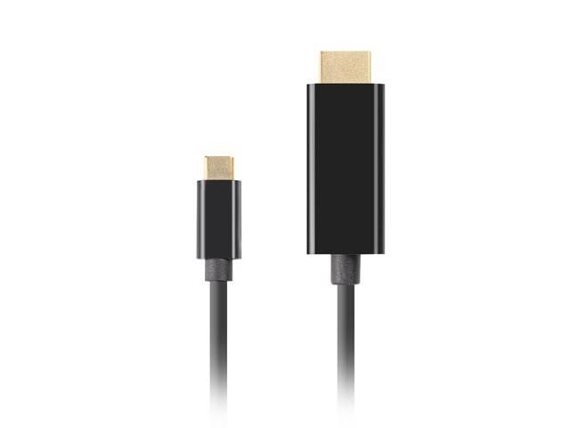 LANBERG USB-C(M)->HDMI(M) Kabel 3,0m 4K 60Hz schwarz Multimedia-Technik USB-Kabel - USB &