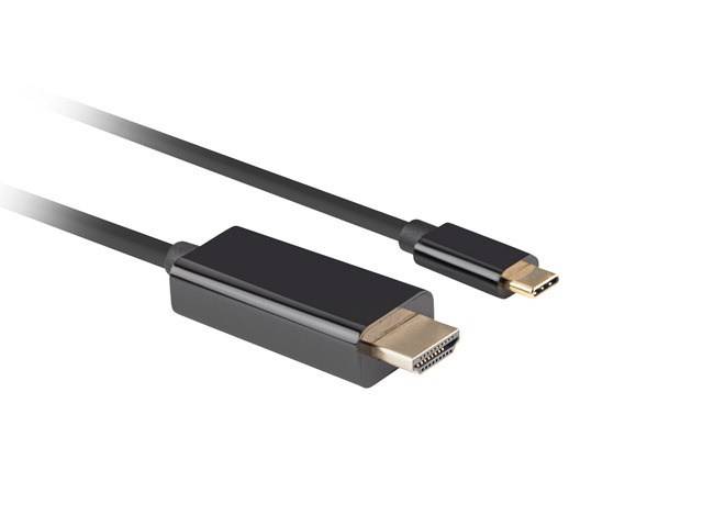 LANBERG USB-C(M)->HDMI(M) Kabel 3,0m 4K 60Hz schwarz Multimedia-Technik USB-Kabel - USB &