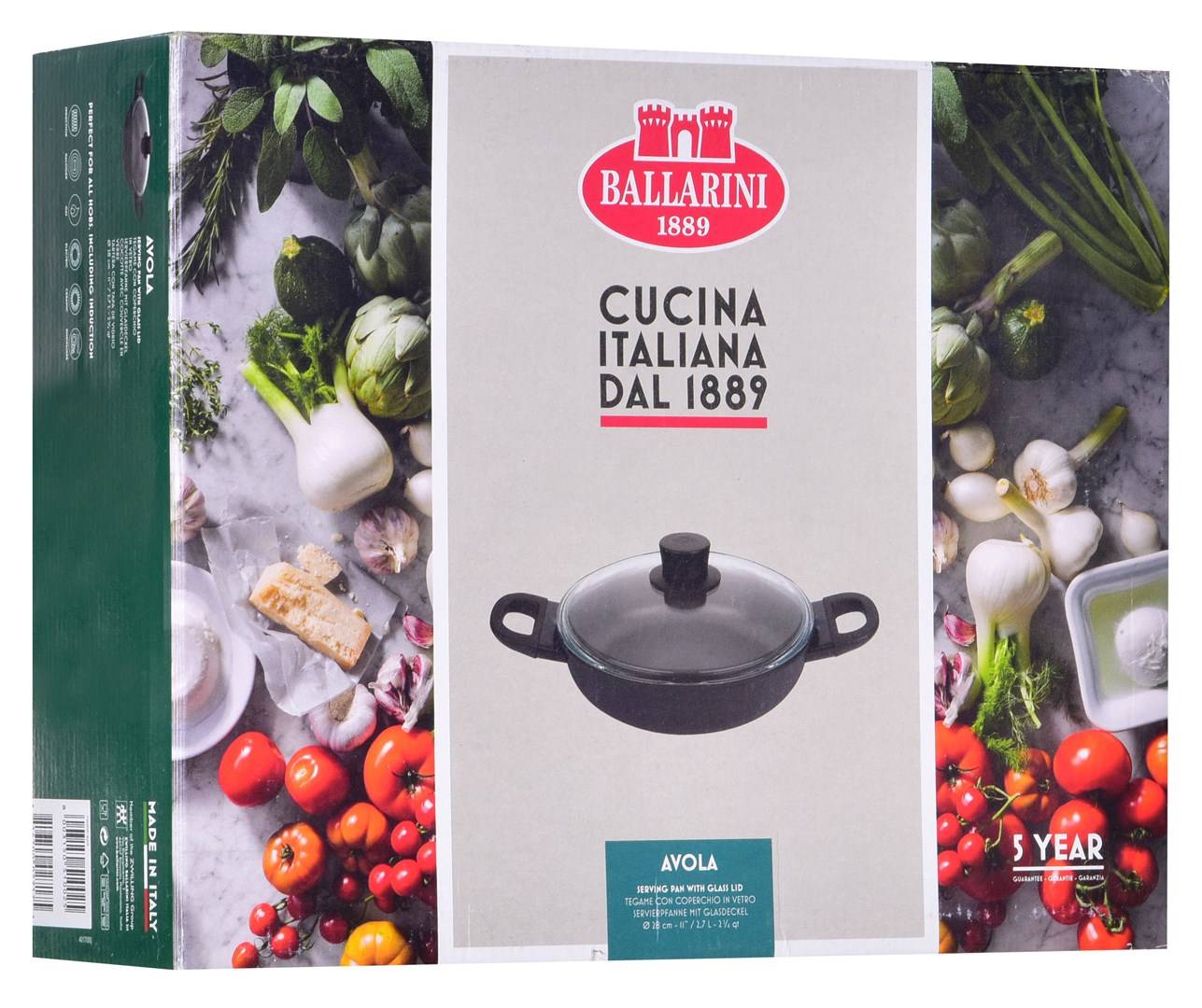 BALLARINI 75002-923-0, Rund, Serving pan, Schwarz, Keravis, Aluminium, Thermo-Punkt