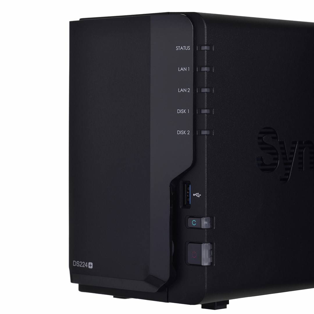 Synology DiskStation DS224+ NAS-Server Gehäuse 0 GB 2 Bay 2x USB 3.2 Gen 1 HUB (USB 3.0), Ein-/Ausschalter, RAID-fähig DS224+