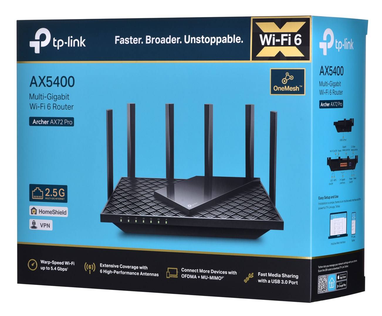 TP-LINK Archer AX72 Pro - Wi-Fi 6 (802.11ax) - Dual-Band (2,4 GHz/5 GHz) - Einge