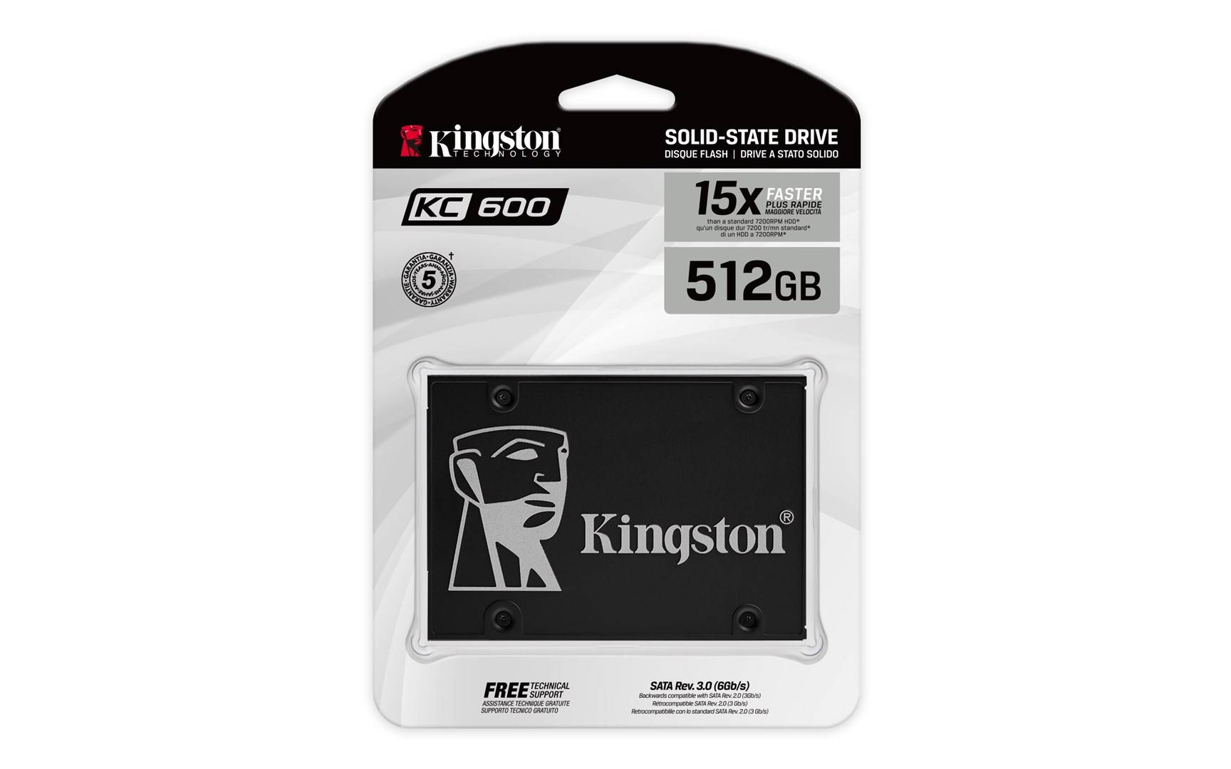 Kingston KC600 - SSD - verschlüsselt - 512 GB - intern - 2.5" (6.4 cm)