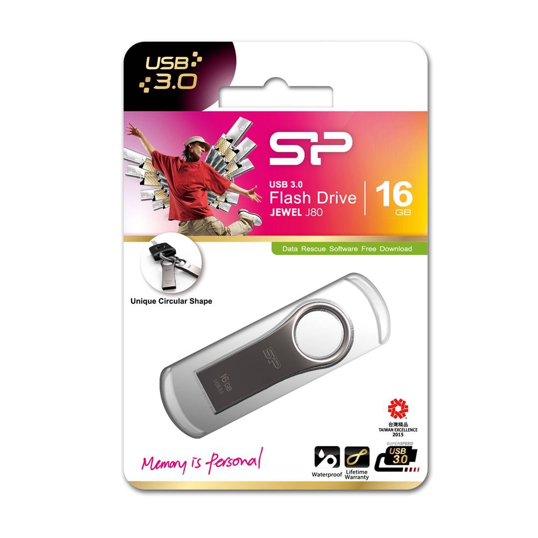 Silicon Power Jewel J80 USB-Stick 16 GB Titanium SP016GBUF3J80V1T USB-A (USB 3.2 Gen 1)