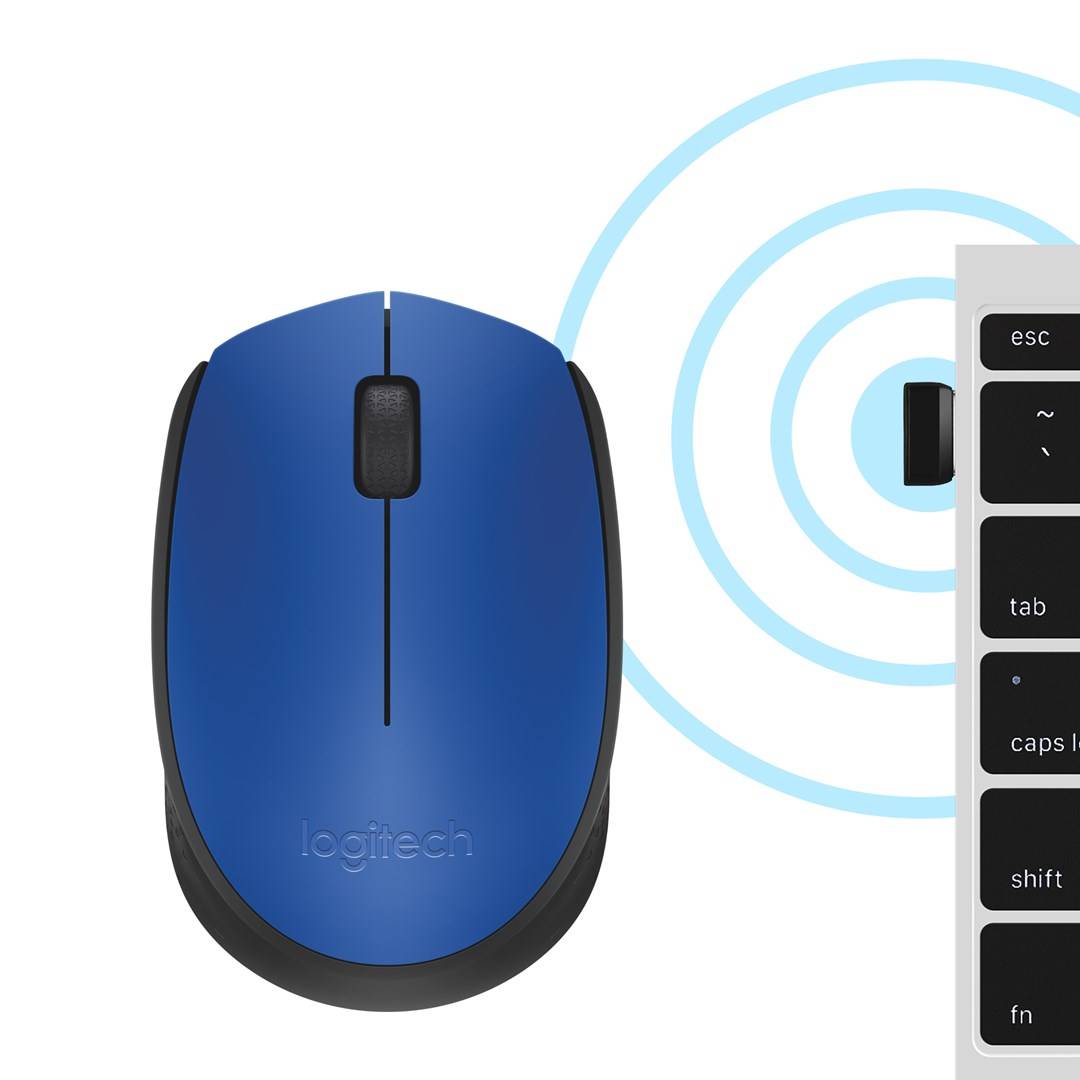 Logitech M171 Maus Kabellos, Funk Optisch Blau, Schwarz 3 Tasten 1000 dpi