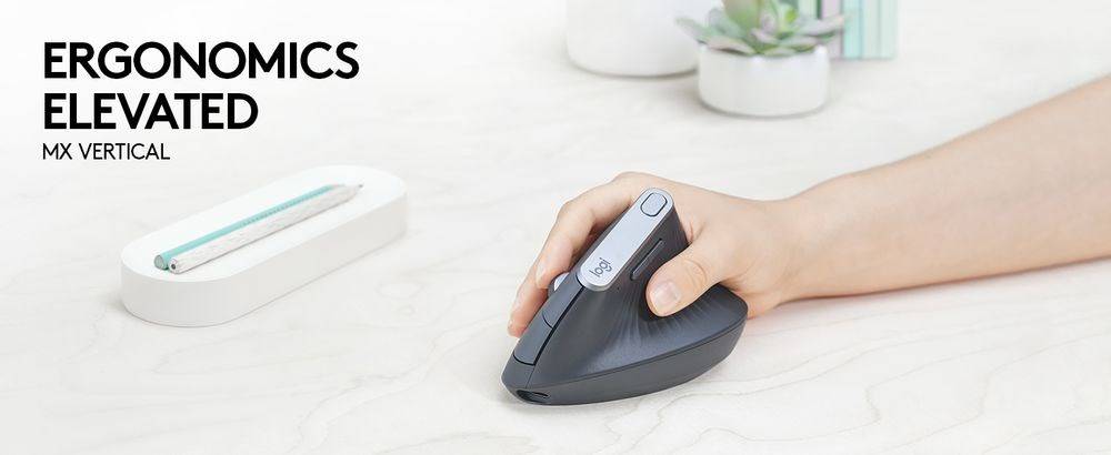 Logitech MX Vertical Ergonomische Maus Bluetooth®, Funk Optisch Schwarz, Silber 4 Tasten 4000 dpi Ergonomisch