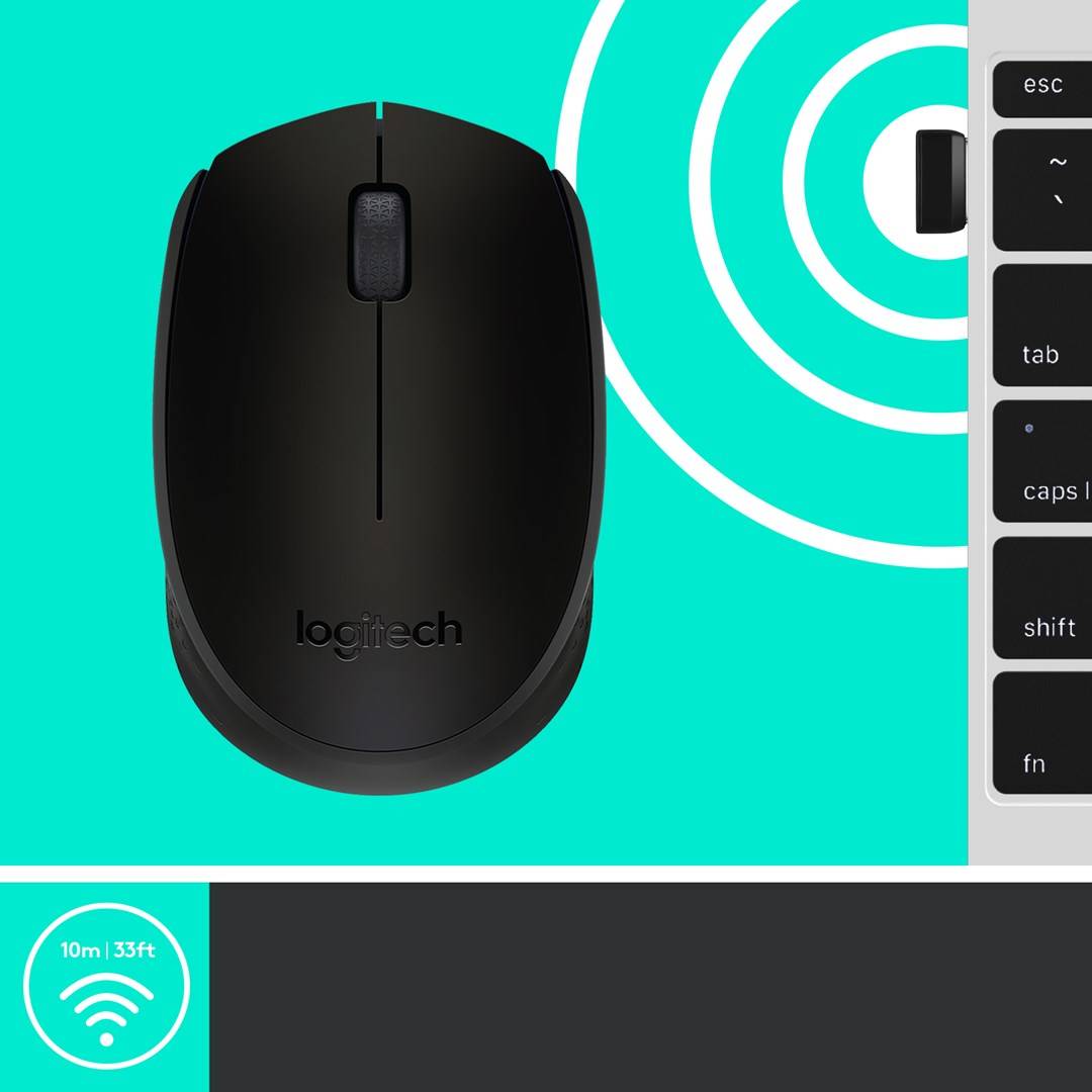Logitech M171 Maus Kabellos, Funk Optisch Schwarz, Grau 3 Tasten 1000 dpi