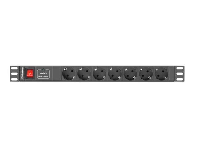 Lanberg PDU Steckdosenleiste 19 1U 7x Schuko C14 2m schw. Multimedia-Technik Steckdosenleisten
