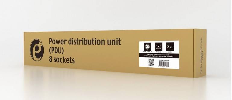 Gembird EG-PDU-014-C14, 1U, Aluminium, Schwarz, 8 AC-Ausgänge, C14-Koppler, 3 m