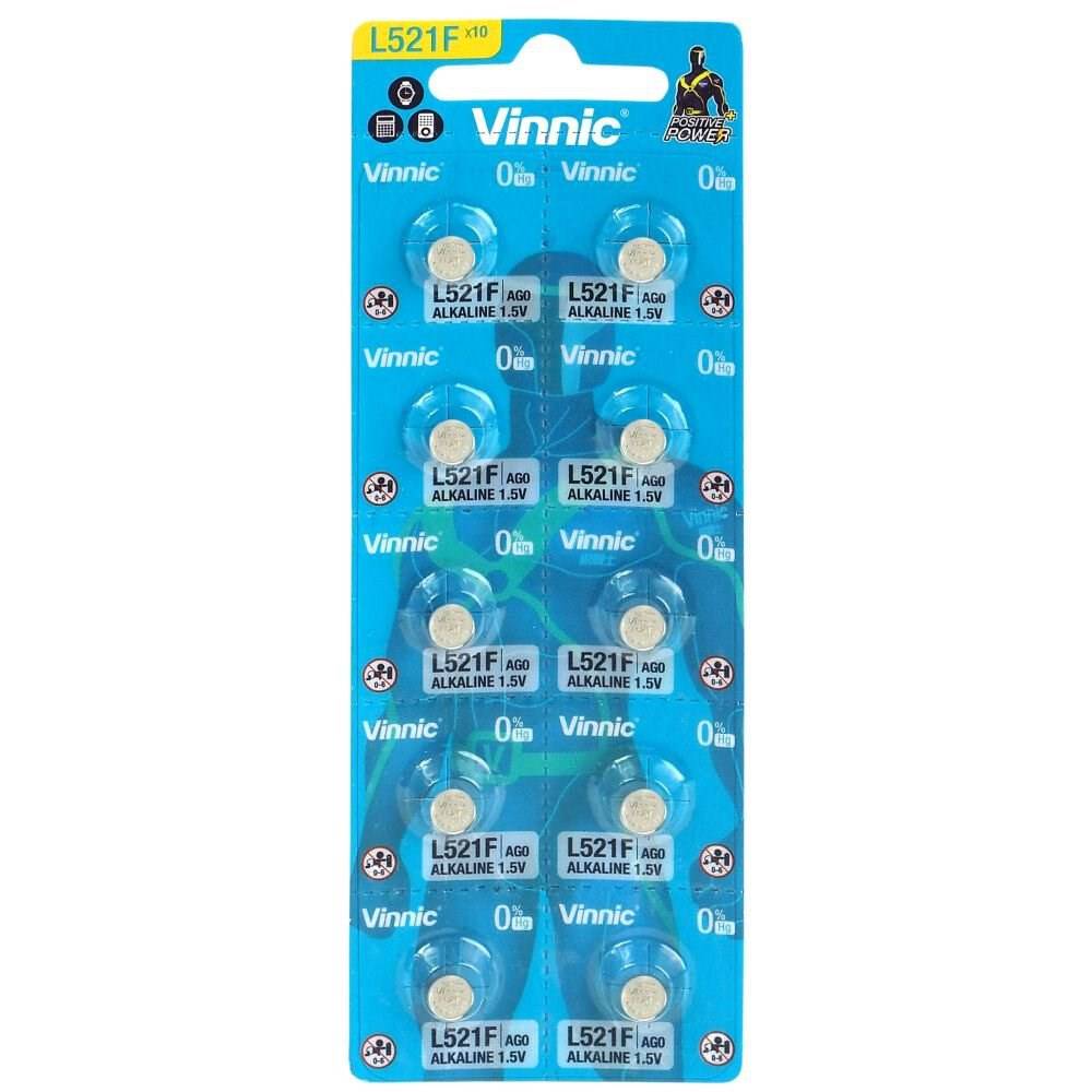 10 Stück AG1 Alkaline-Einweg-Batterie Type G1, AG1, L621, LR60, 6,8x6,8x2,15mm