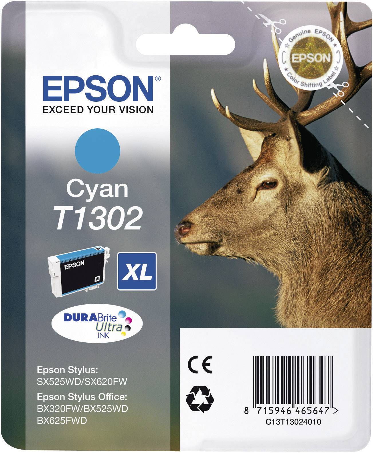 Epson Druckerpatrone T1302 Original Cyan C13T13024010