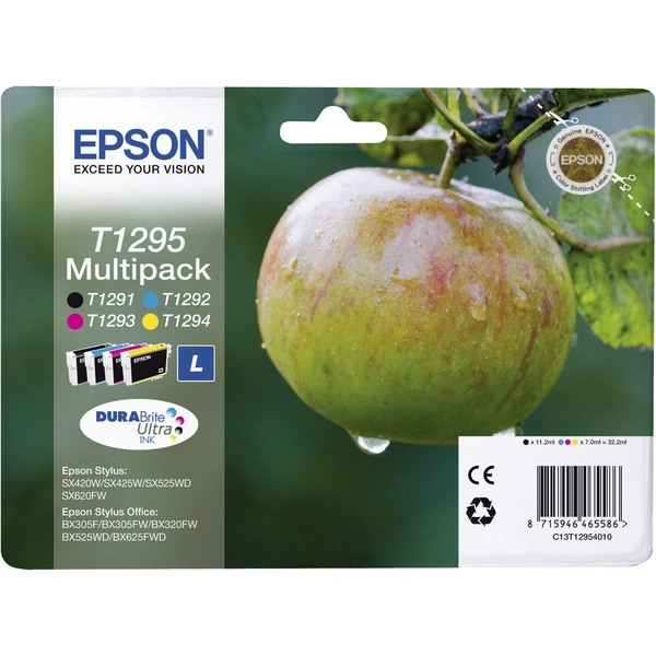 Epson Druckerpatrone T1295 Original Kombi-Pack Schwarz, Cyan, Magenta, Gelb C13T12954010 Epson Druckerpatrone T1295 Original Kombi-Pack Schwarz, Cyan, Magenta, Gelb C13T12954010
