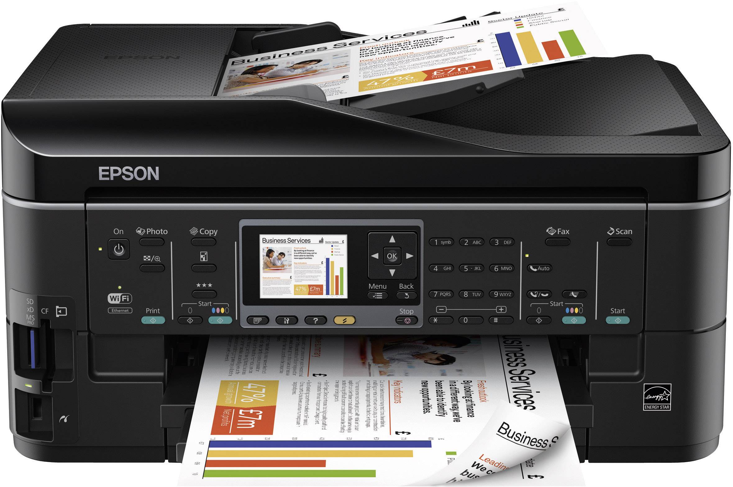 Epson Stylus Office BX635FWD, Multifunktionsgerät Tinte 4in1, USB,LAN,WLAN,Duplex,ADF, (Drucker,Kopierer,Scanner,Fax)