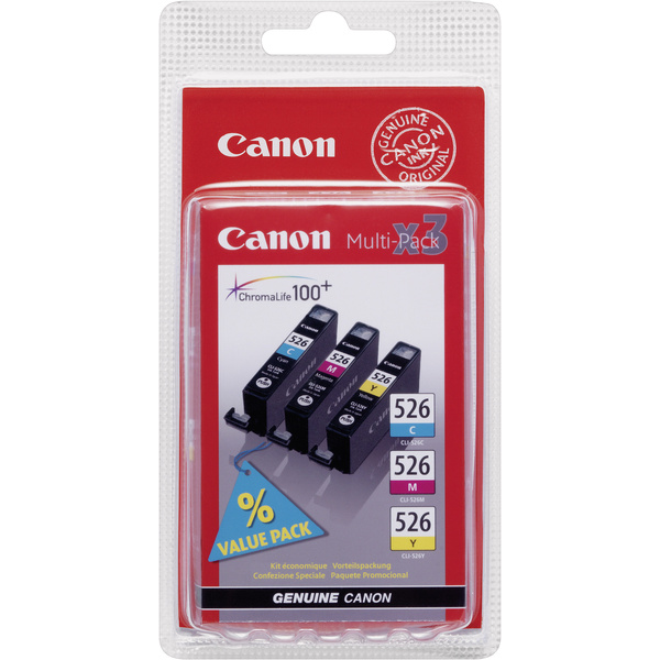 Canon Tintenpatrone CLI-526 CMY Original Kombi-Pack Cyan, Magenta, Gelb 4541B009 Druckerpatronen Ko