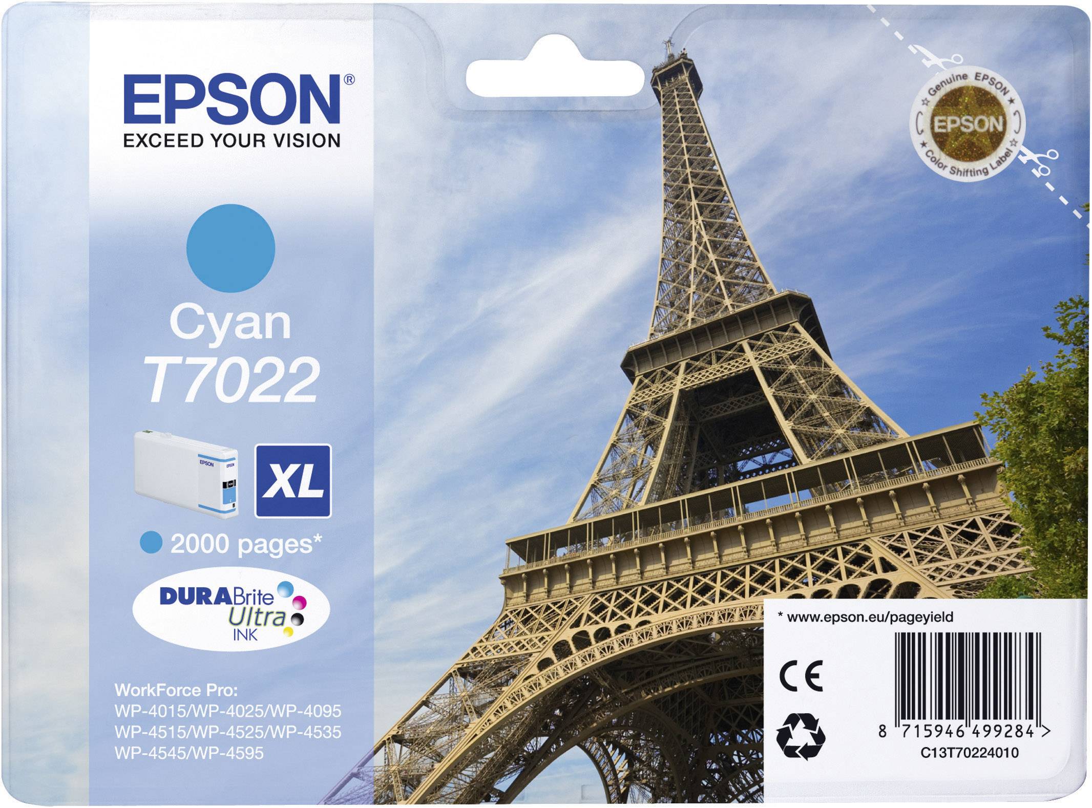 Epson Druckerpatrone T7022, XL Original Cyan C13T70224010