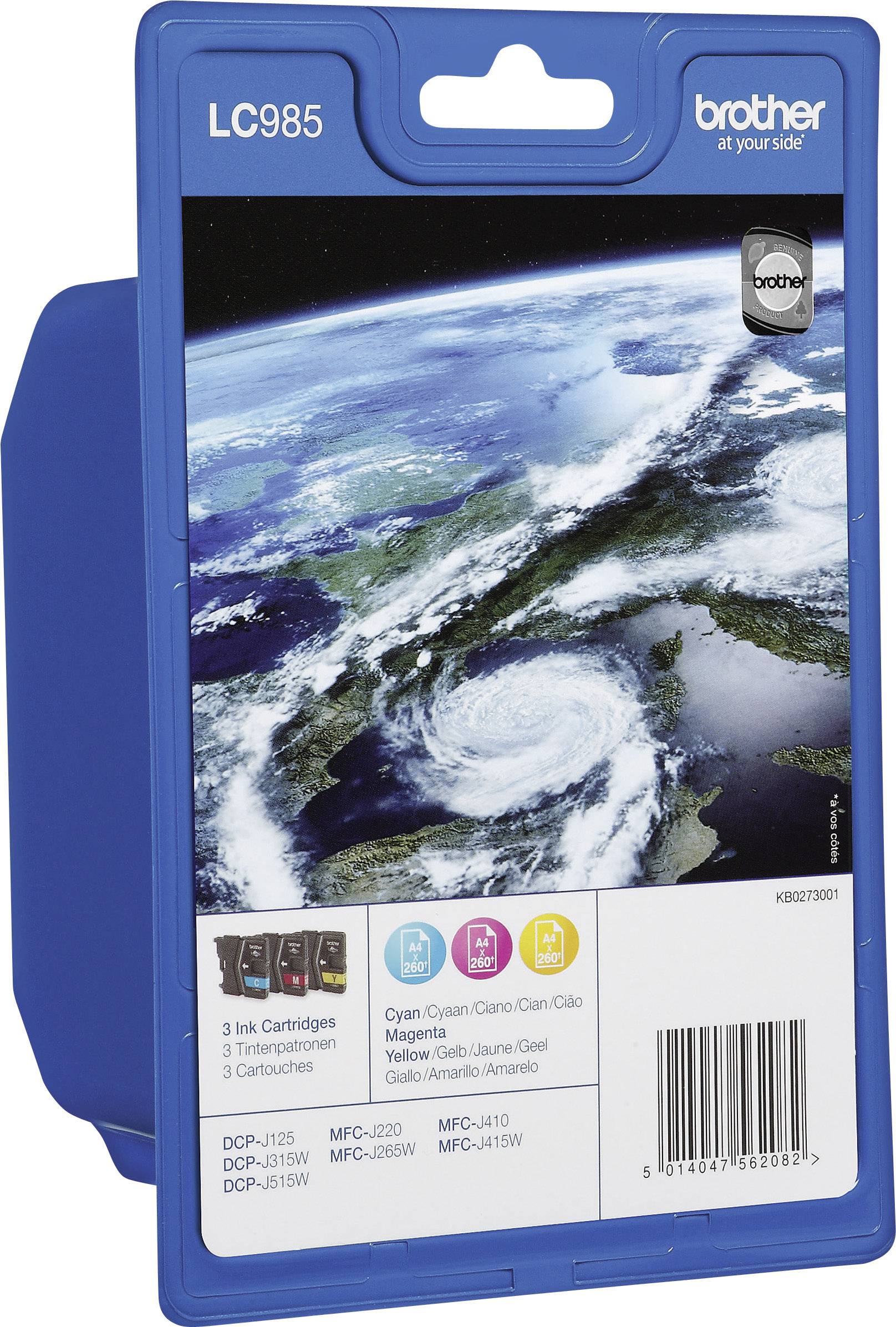 Brother Tinte LC-985 Original Kombi-Pack Cyan, Magenta, Gelb LC985RBWBPDR