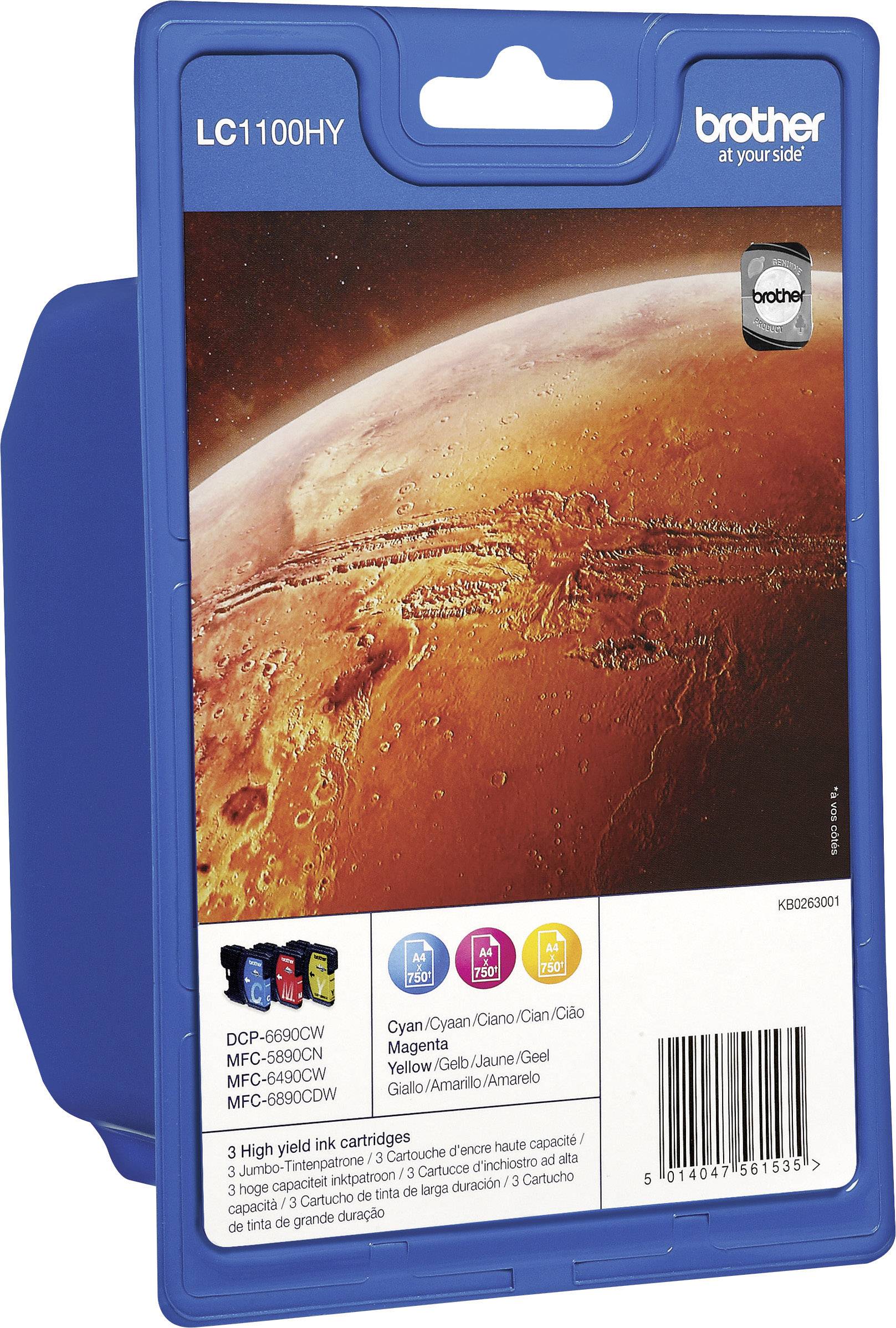 Brother Druckerpatrone LC-1100HY Original Kombi-Pack Cyan, Magenta, Gelb LC1100HYRBWBPDR