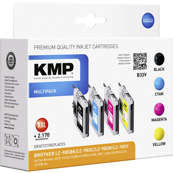 KMP Tinte ersetzt Brother LC-985 Kompatibel Kombi-Pack Schwarz, Cyan, Magenta, Gelb B33V 1523,0050