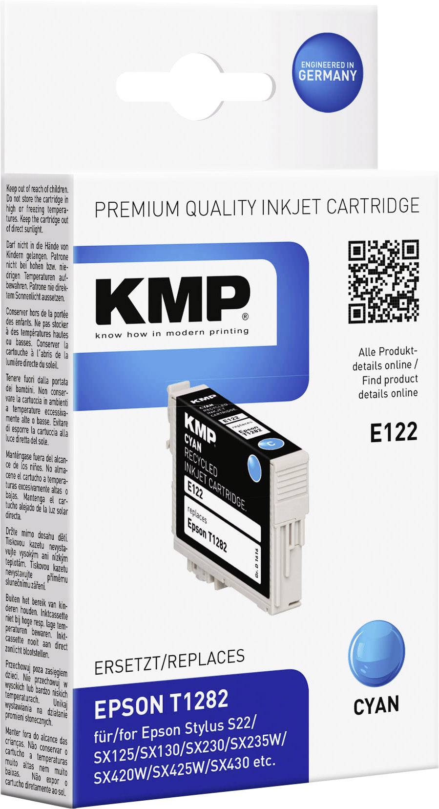 KMP Tinte ersetzt Epson T1282 Kompatibel  Cyan E122 1616,0003