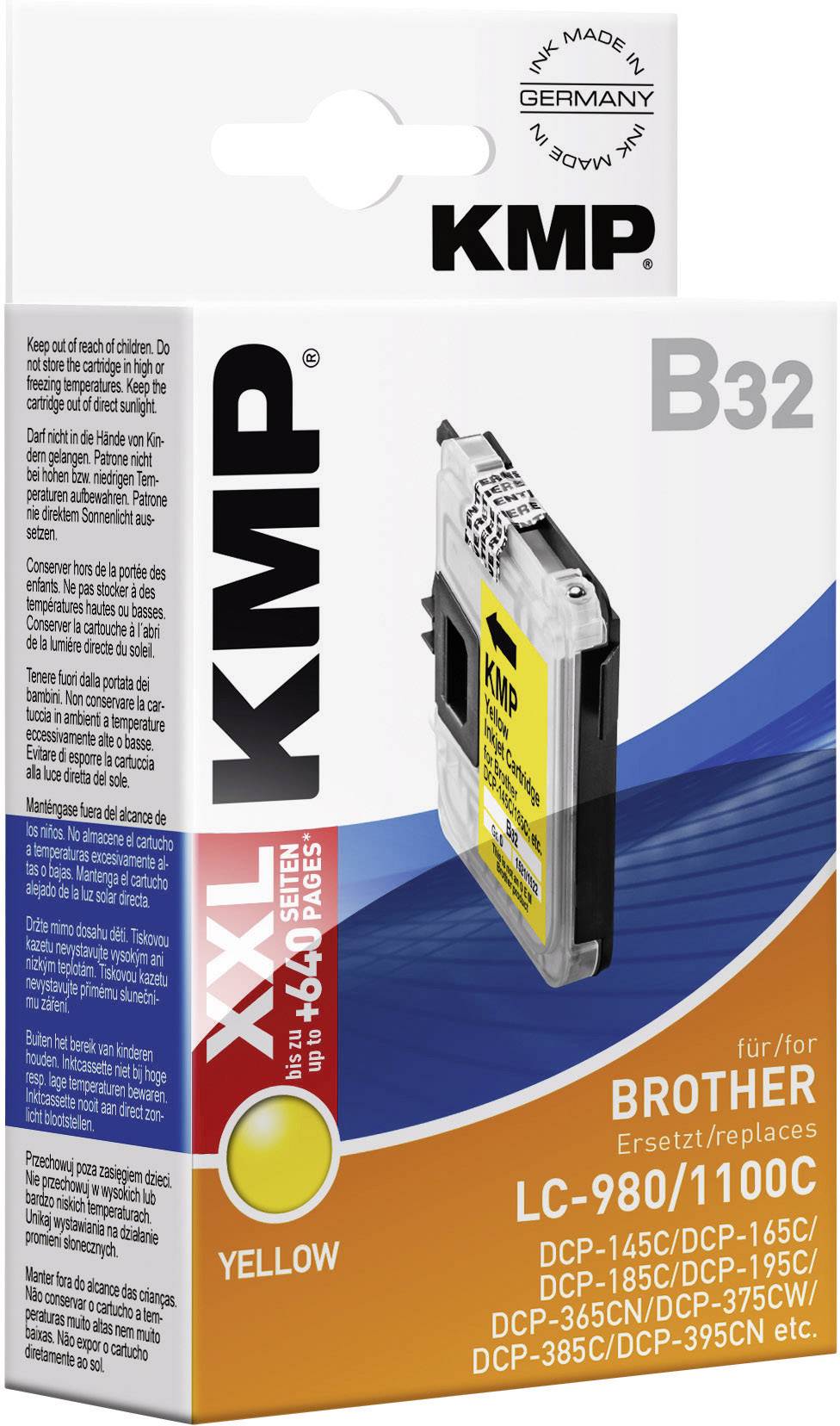 KMP Tinte ersetzt Brother LC-980, LC-1100 Kompatibel  Gelb B32 1521,5229