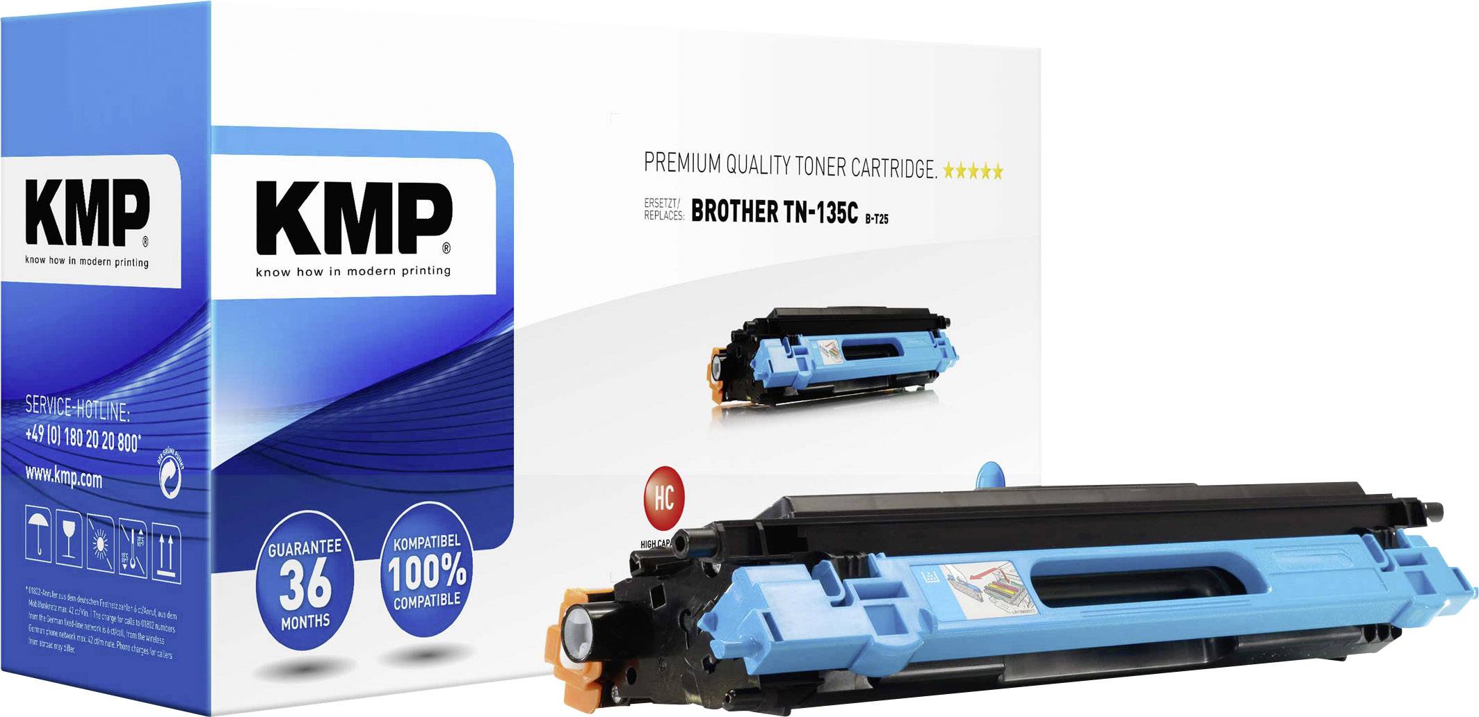KMP Toner ersetzt Brother TN-135, TN135C Kompatibel Cyan 4000 Seiten B-T25