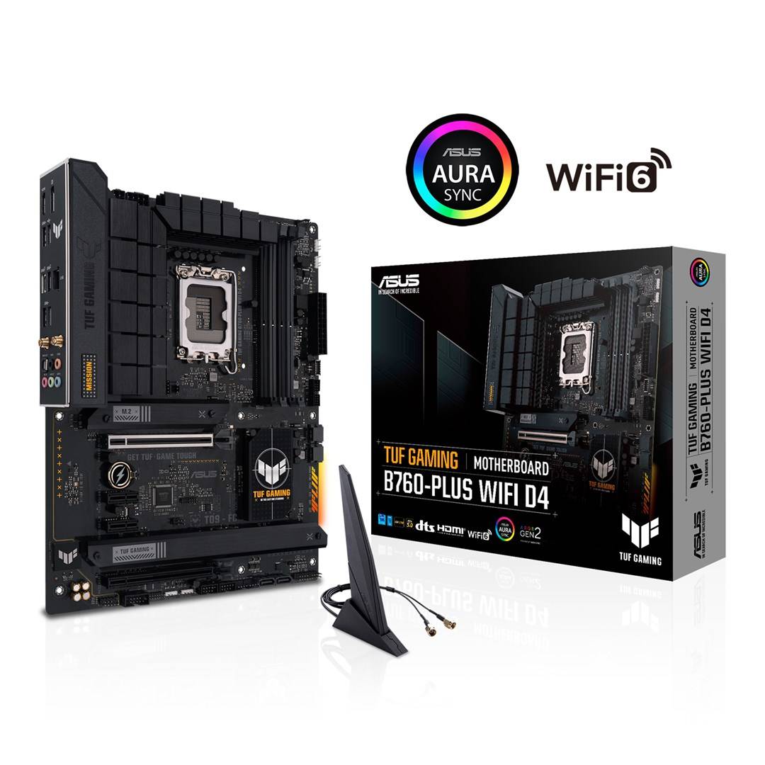 Asus TUF GAMING B760-PLUS WIFI D4 Mainboard Sockel (PC) Intel® 1700 Formfaktor (Details) ATX Mainboard-Chipsatz Intel® B760