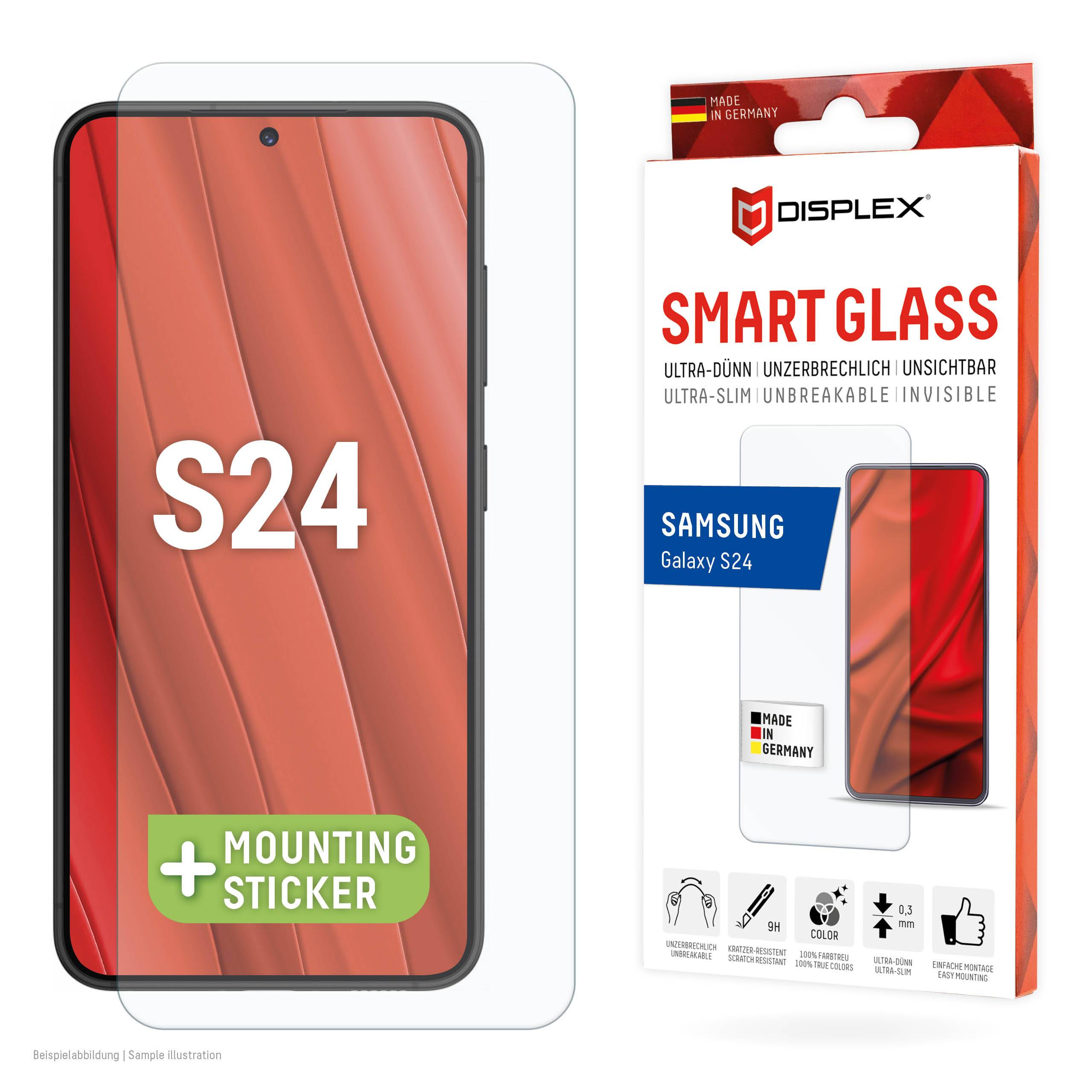 E.V.I. - Displex Smart Glass (9H) für Samsung Galaxy S24, Montagesticker, unzerbrechlich, Samsung, Galaxy S24, Trockene