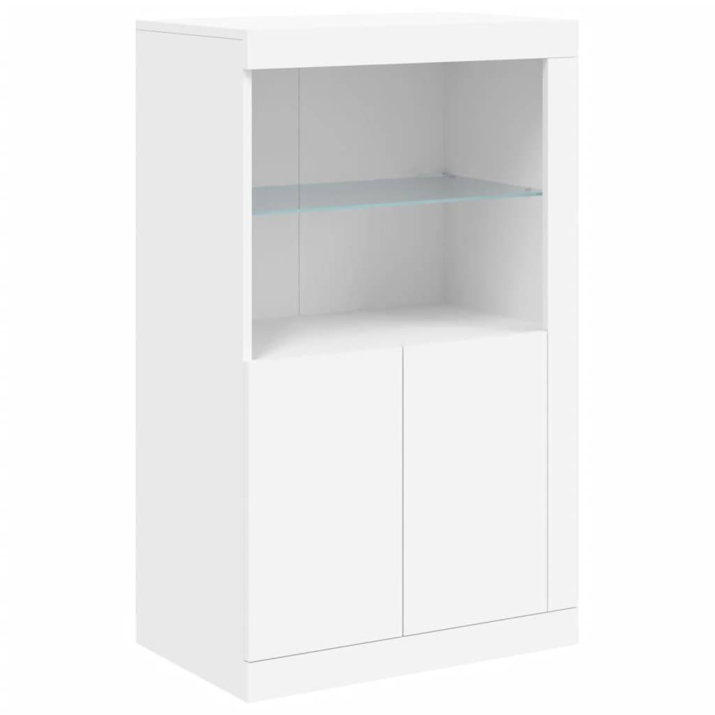 vidaXL Beistellschrank mit LED-Leuchten Weiß Holzwerkstoff