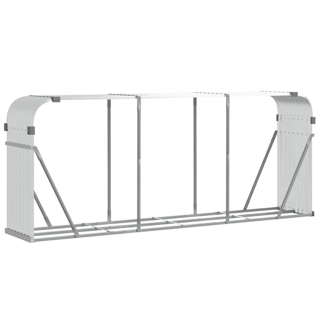 vidaXL Kaminholzunterstand Silbern 234x45x100 cm Verzinkter Stahl