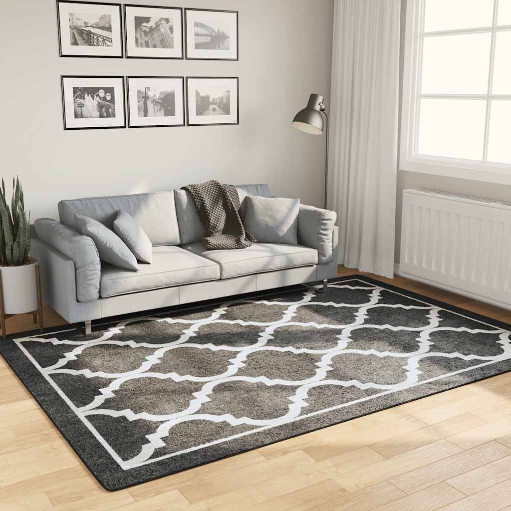 vidaXL Teppich Waschbar Schwarz und Weiß 160x230 cm Rutschfest
