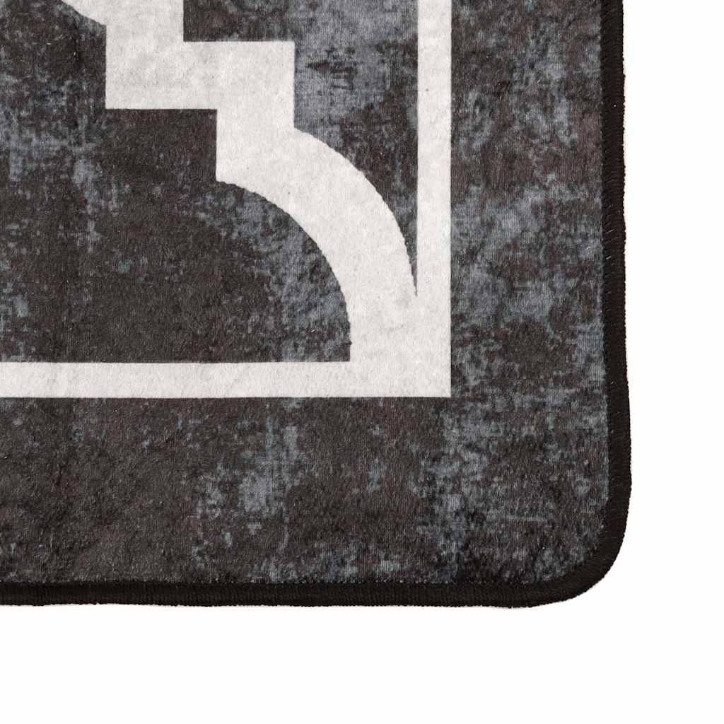 vidaXL Teppich Waschbar Schwarz und Weiß 160x230 cm Rutschfest