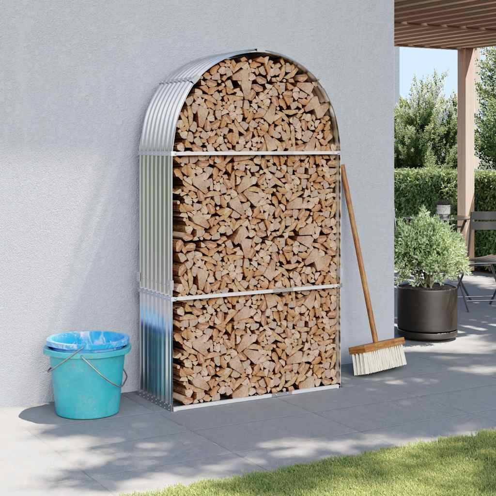 vidaXL Kaminholzunterstand Silbern 120x45x210 cm Verzinkter Stahl