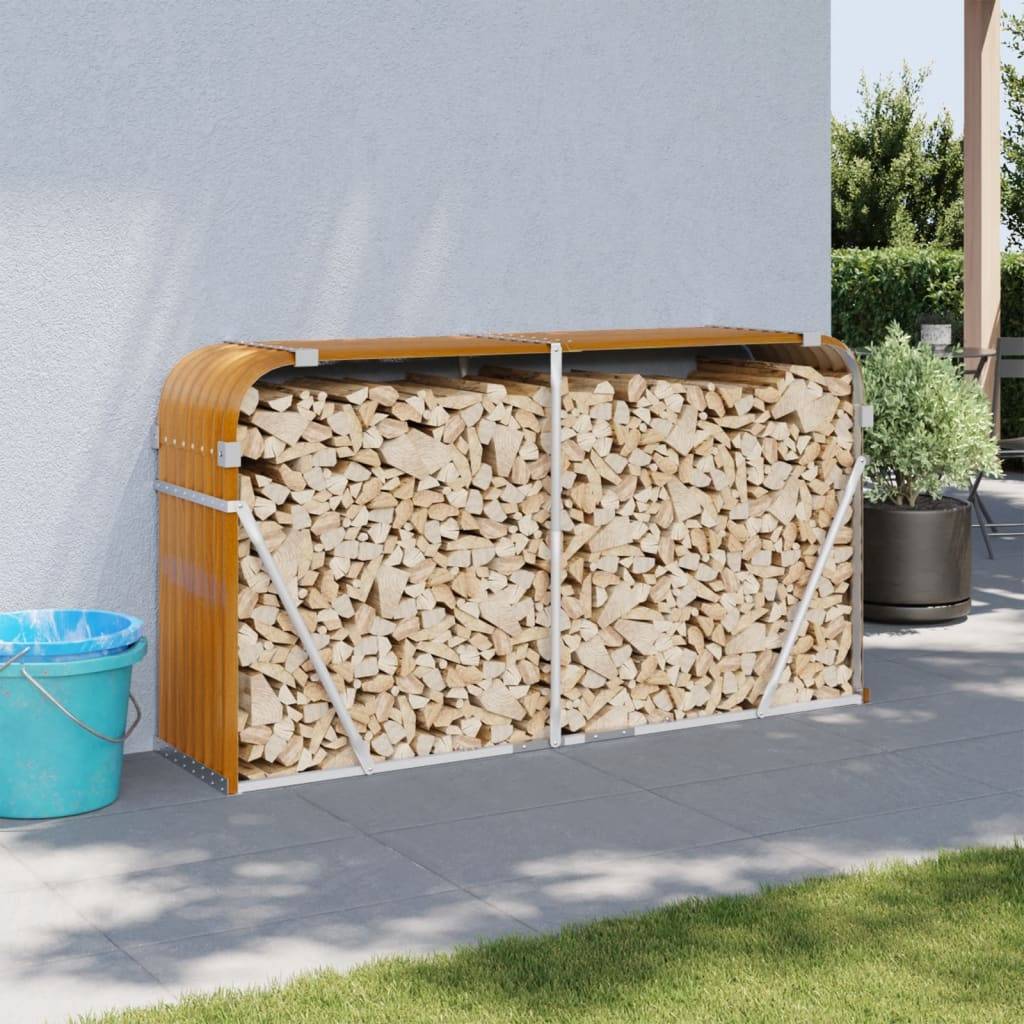 vidaXL Kaminholzunterstand Hellbraun 180x45x100 cm Verzinkter Stahl