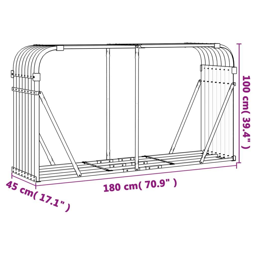 vidaXL Kaminholzunterstand Hellbraun 180x45x100 cm Verzinkter Stahl