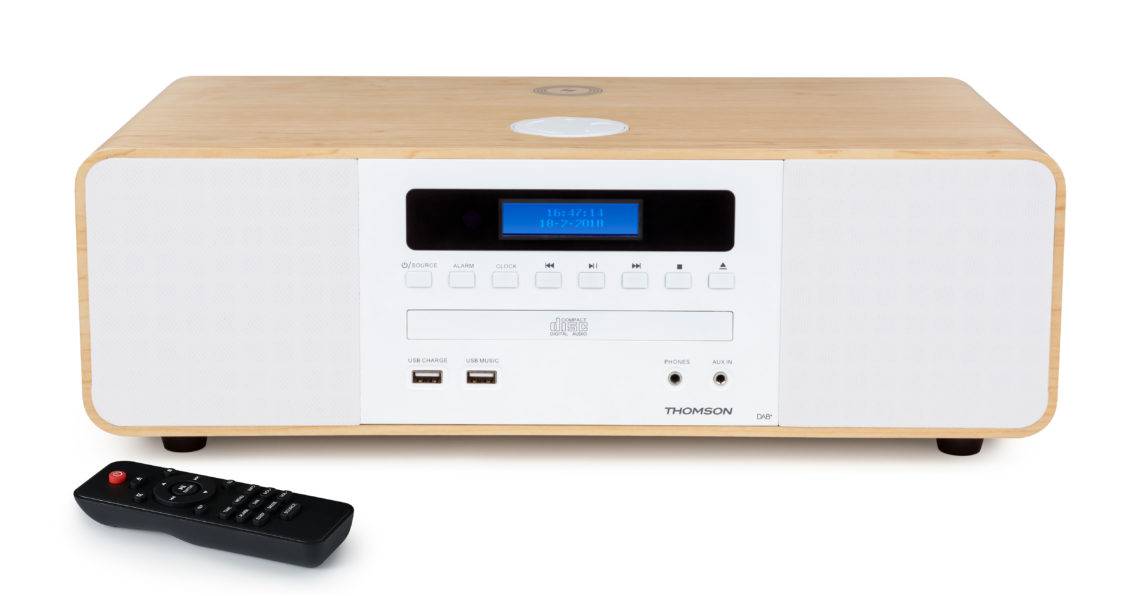 Thomson Micro-Kompaktanlage MIC201IDABBT [white/wood - Induction/DAB/Bluetooth]