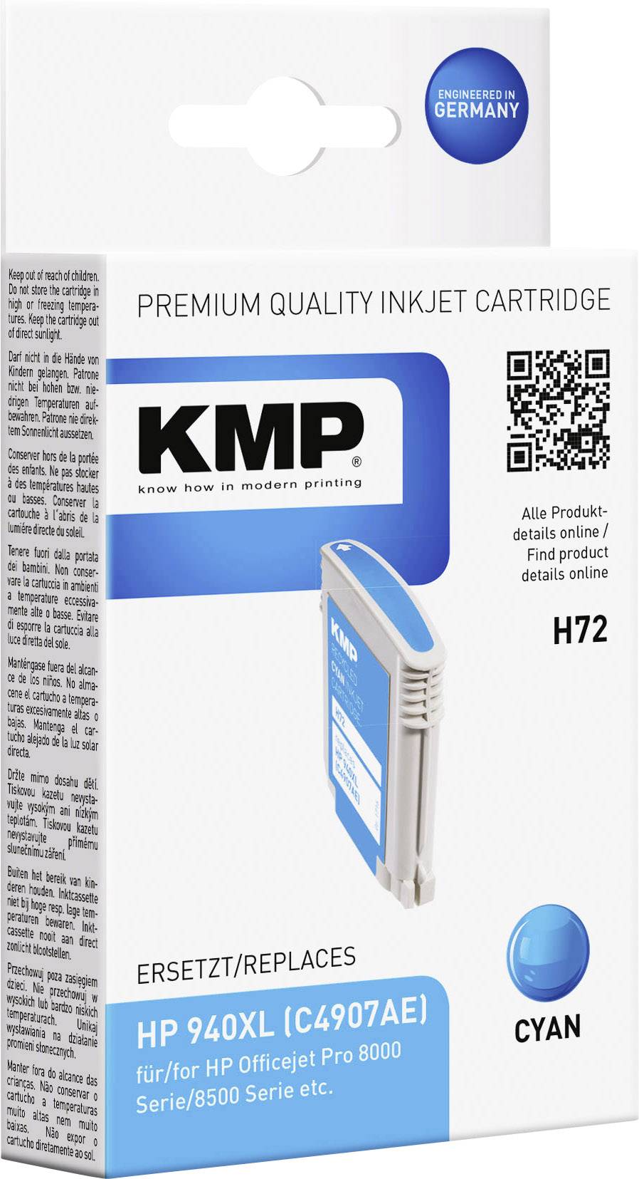 KMP Tinte Kompatibel ersetzt HP 940, 940XL Cyan H72 1716,4003