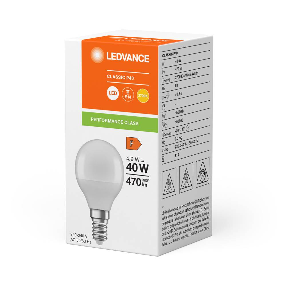 Ledvance Classic LED E14 Birne Matt 4.9W 470lm - 827 Extra Warmweiß | Ersatz für 40W