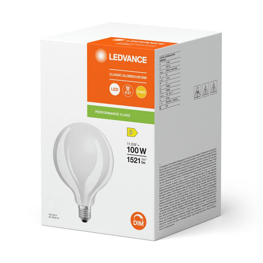 LEDV LED Globe 11-100W/827 1521lm dimmb. G95 E27 Filament matt 300°EEK