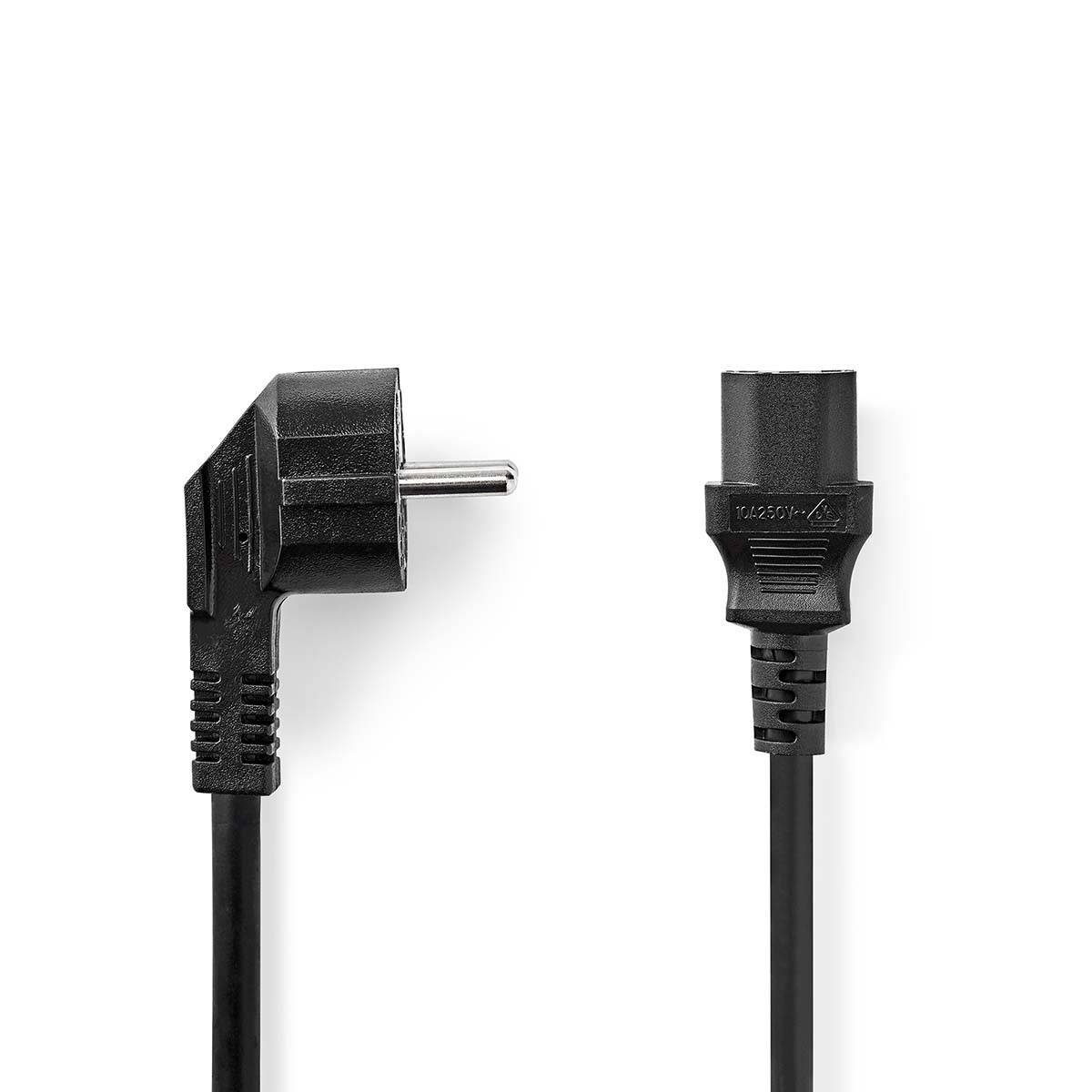 Nedis CEGL10000BK50 - 5 m - CEE7/7 - C13-Koppler - 250 VIEC-320-C13 - Angled -
