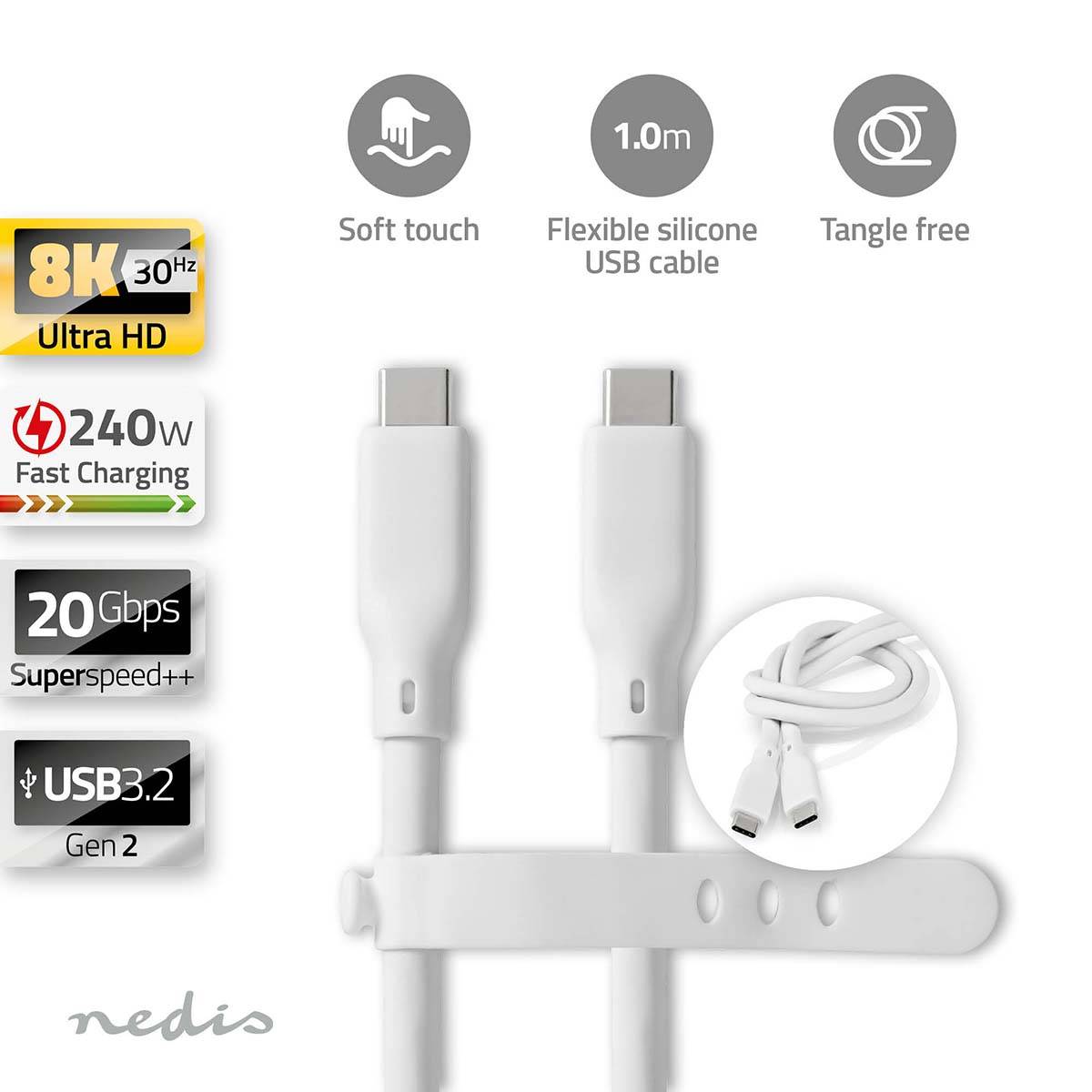 Nedis USB-Kabel | CCGB64810WT10 | Weiss