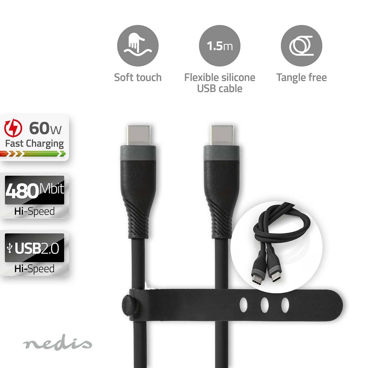 Nedis USB-Kabel| USB 2.0| USB-C™ Stecker| USB-C™ Stecker| 60 W| 480 Mbps|