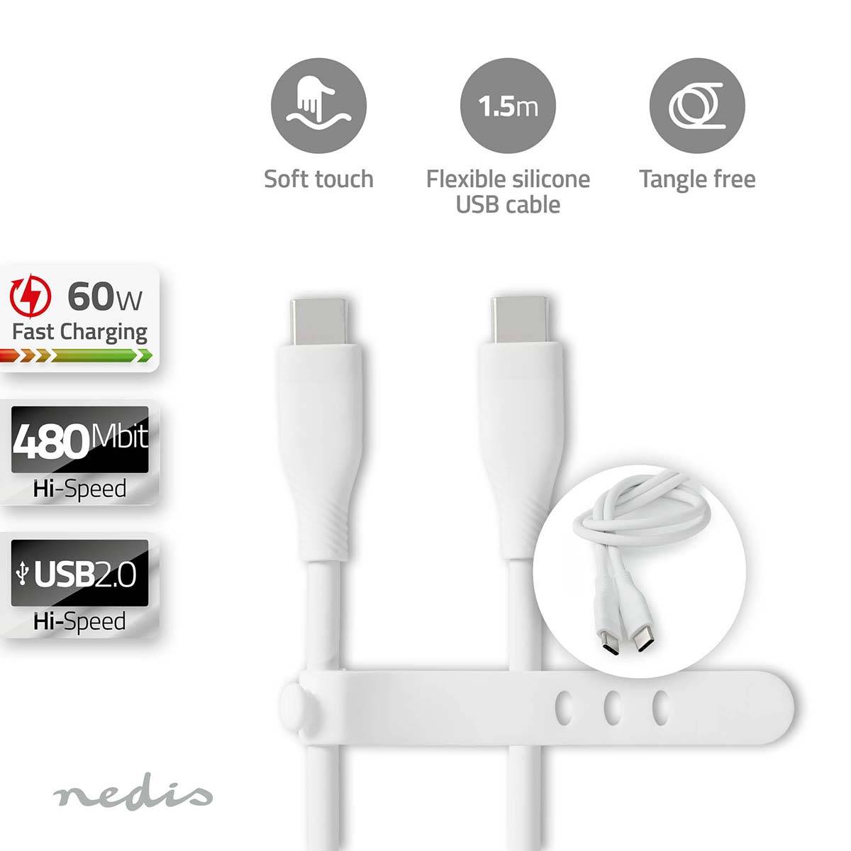 Nedis USB-Kabel| USB 2.0| USB-C™ Stecker| USB-C™ Stecker| 60 W| 480 Mbps|