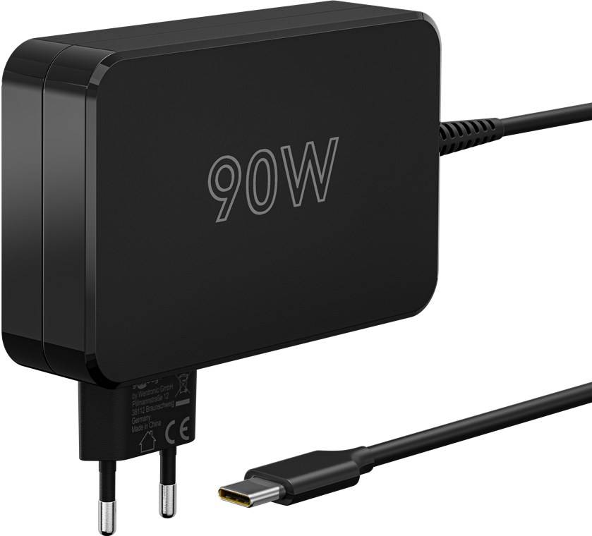 Goobay 65420 USB C Laptop Ladegerät 90W Universal Ladekabel max 20V / 4,5A Netzadapter Netzteil Steckernetzteil Schwarz